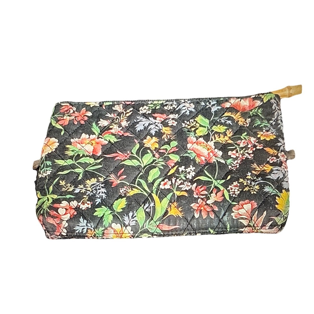 Lot Of 2 Floral Makeup Bag Travel Cosmetic Pouch Quilted & Eye zipped Coin Bag